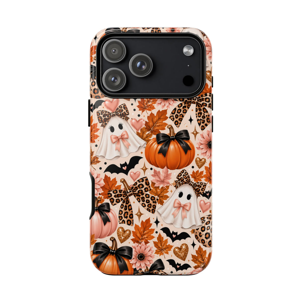 Halloween Leopard Pumpkin Ghost Phone Case — Cute Fall iPhone Protective Cover