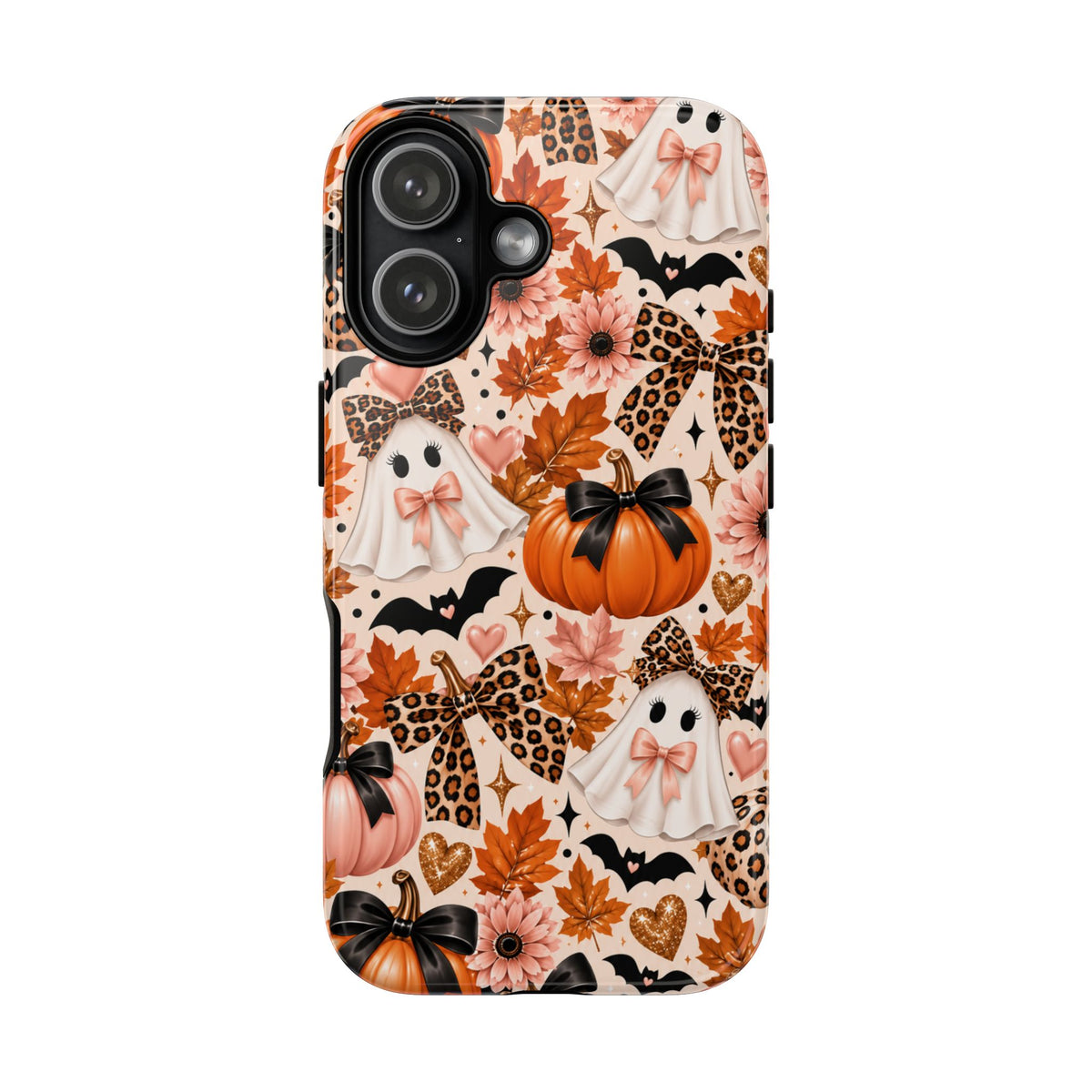 Halloween Leopard Pumpkin Ghost Phone Case — Cute Fall iPhone Protective Cover