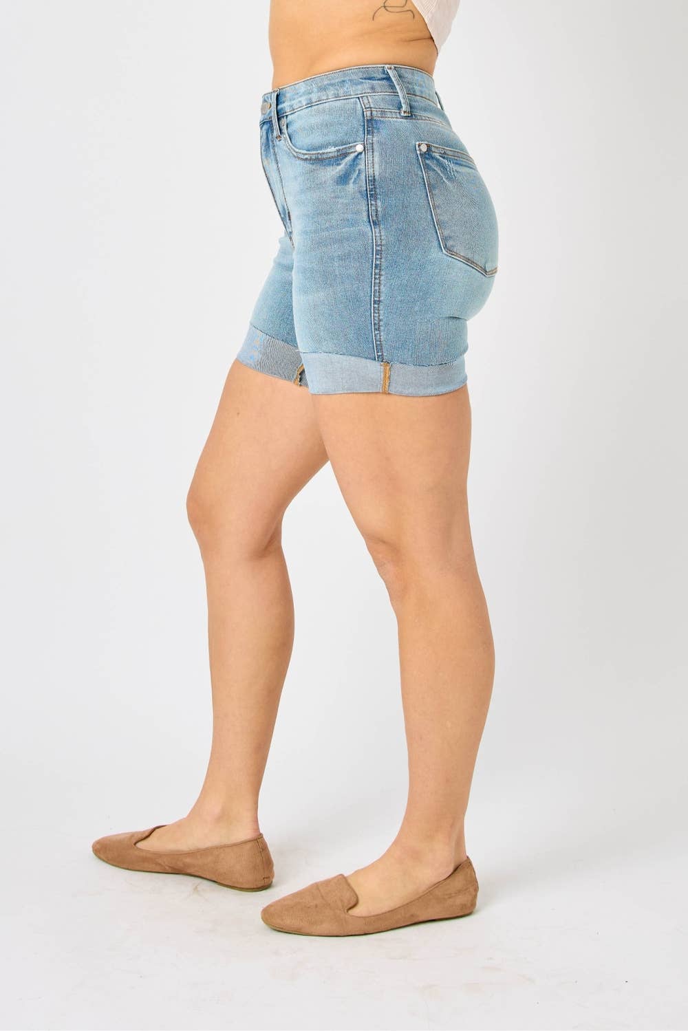 HW Tummy Control Cool Denim Shorts (XL Only)
