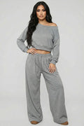 Effortless French Terry Off-Shoulder Lounge Set