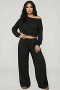 Effortless French Terry Off-Shoulder Lounge Set