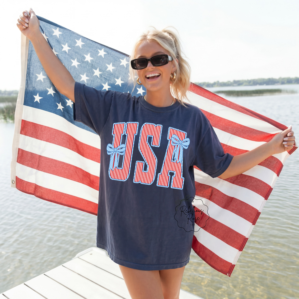 USA Stars and Stripes Fourth of July Graphic T-shirt