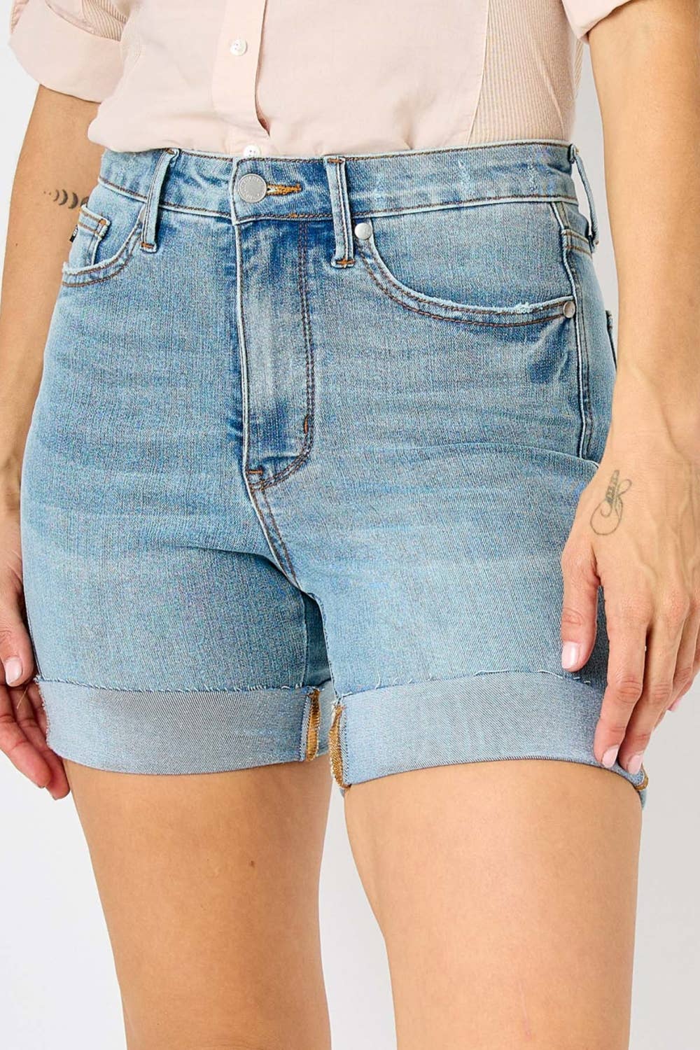HW Tummy Control Cool Denim Shorts (XL Only)
