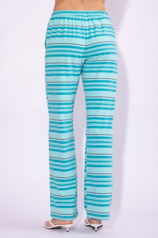 Cotton Striped Tube Top And Wide Leg Pants Set