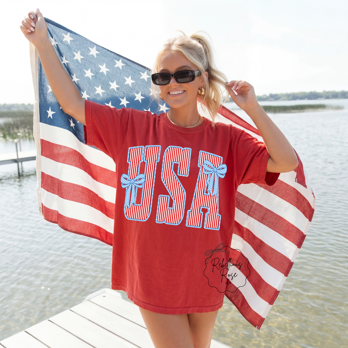 USA Stars and Stripes Fourth of July Graphic T-shirt