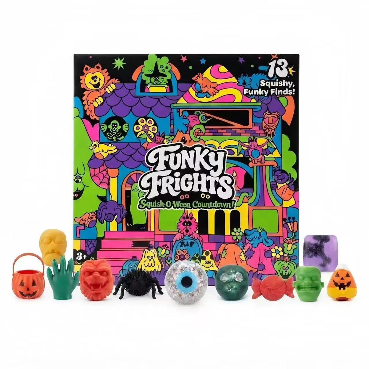 Needoh 13-Day Halloween Advent Calendar Funky Frights Theme Spooky Squishy Slow Rise Stress Relief Toys Countdown Gift Box